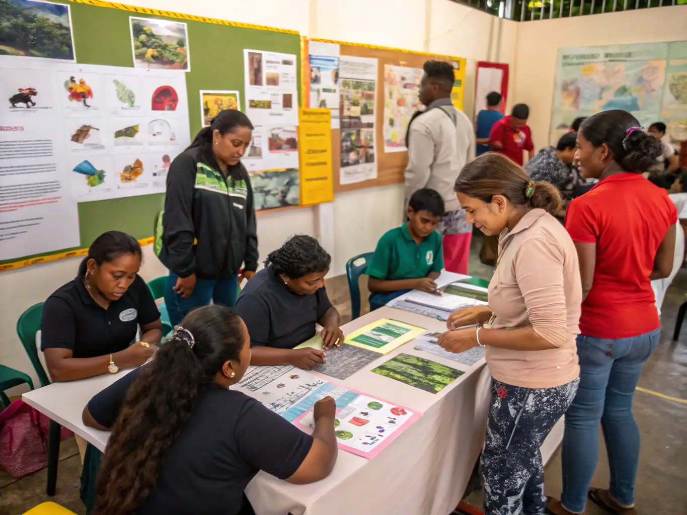 A group of community members participating in a workshop on wildlife conservation, organized by AMICALE DES CHASSEURS DE VILLEJOUBERT.